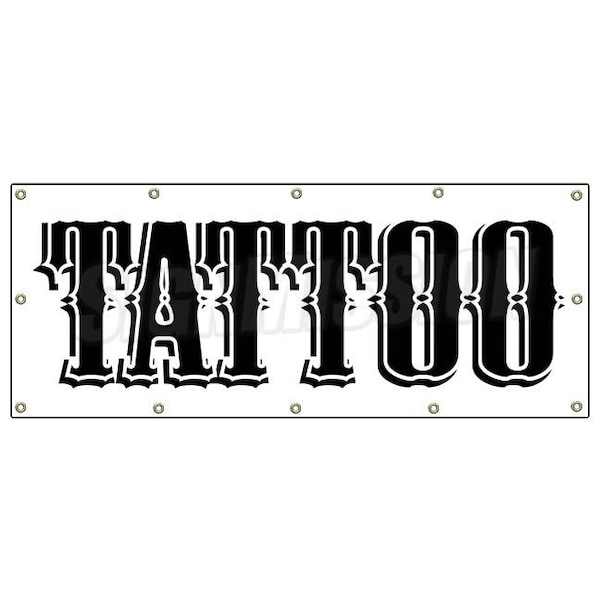TATTOO BANNER SIGN shop artist signs gun neon piercing